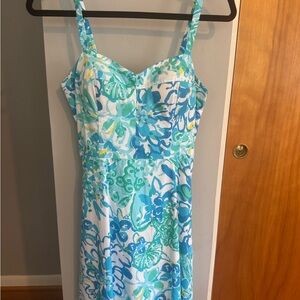 Lilly Pulitzer Blue and Green Floral Dress
